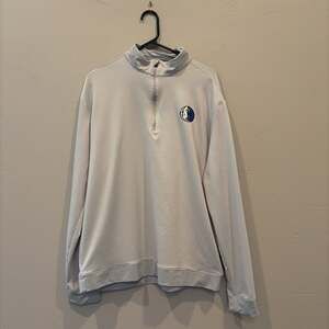 Antigua Dallas Mavericks White Victory Quarter-Zip Sweatshirt